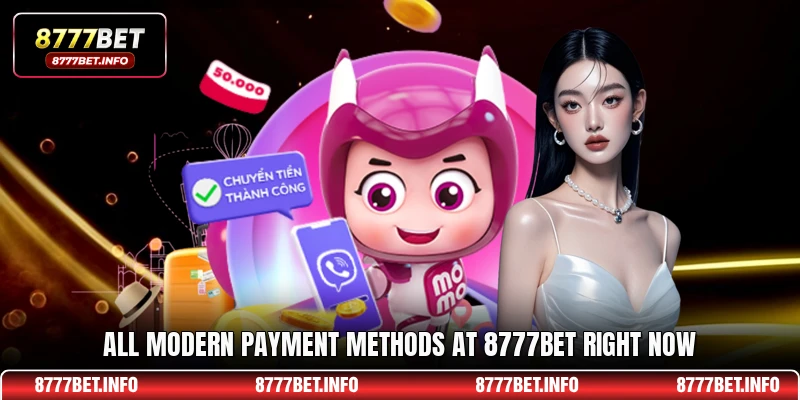 All modern payment methods at 8777BET right now