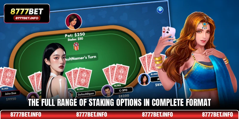 The full range of staking options in complete format